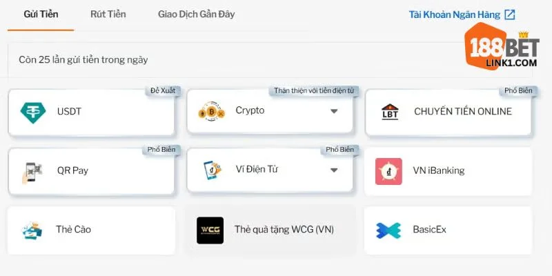 188BET - Thiên Đường Slots Online 188Bet Cho Game Thủ Việt 2025 Giao dịch nạp tiền tại nhà cái được thực hiện nhanh gọn.